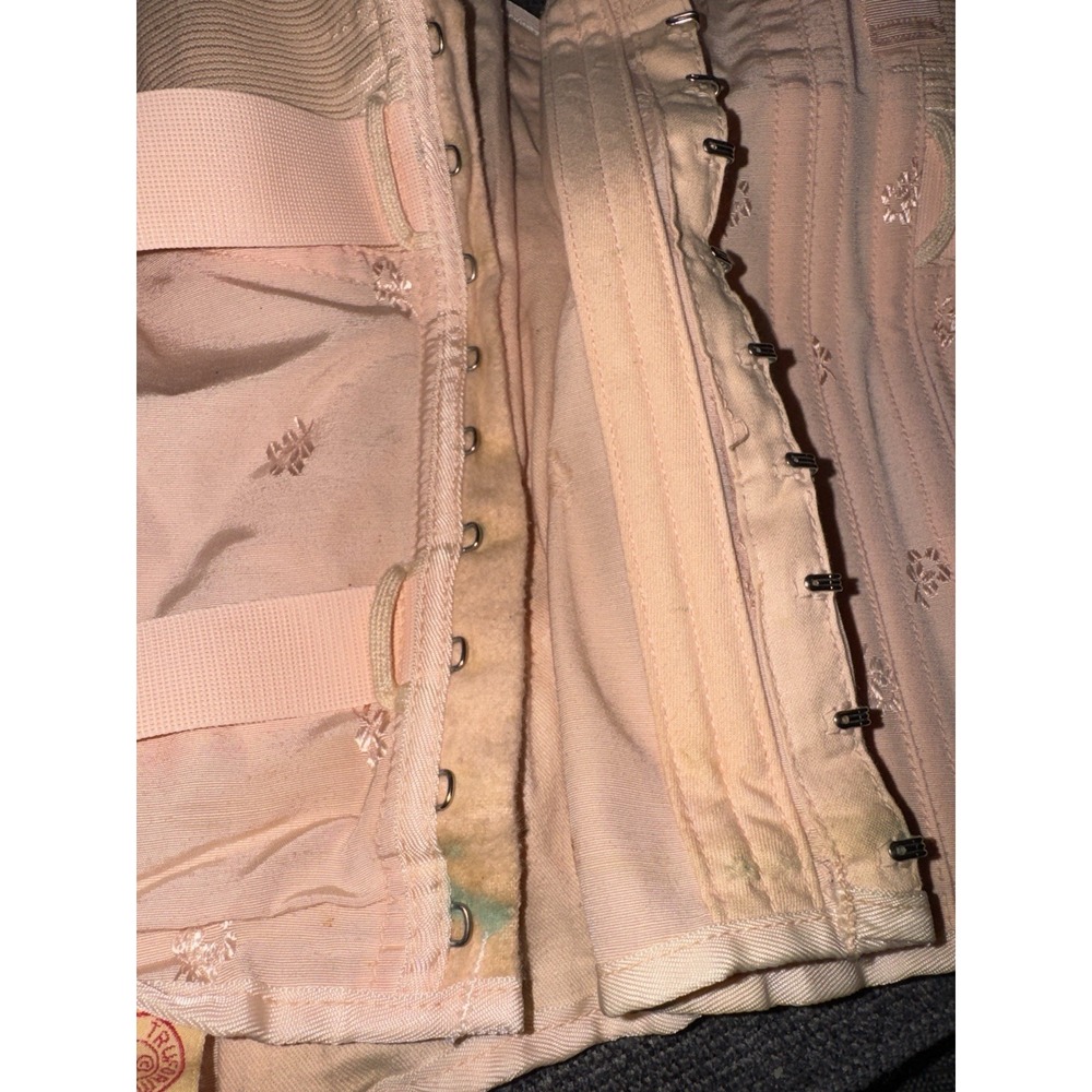 Vintage Truform Anatomical Supports Pink Lace-Up Corset Waist Cincher 38 - Picture 9 of 9